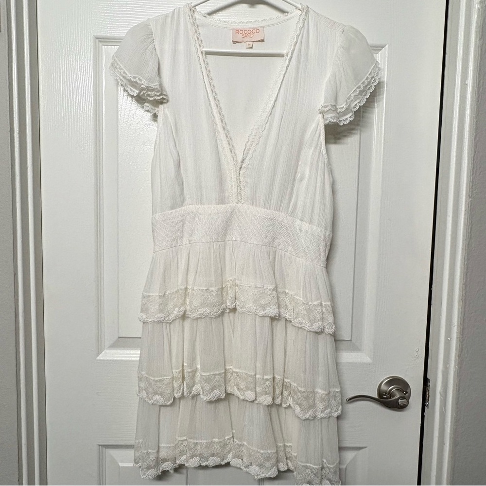 NWOT White beaded mini dress